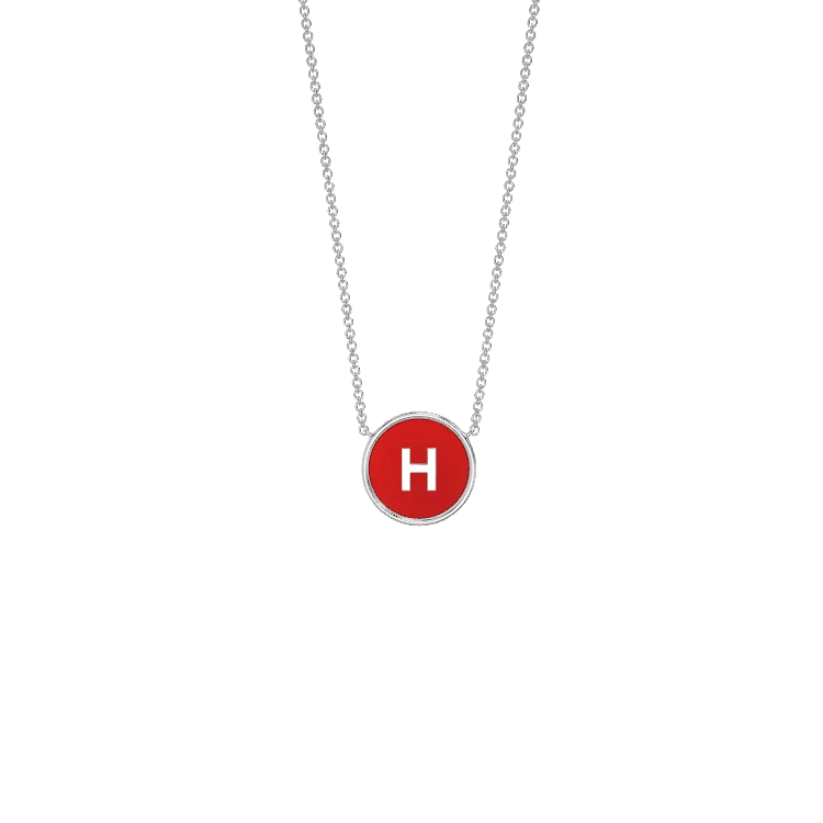 Rhodium Plated Silver Malachite Initial Necklace SS25N002R (Quick Ship)
