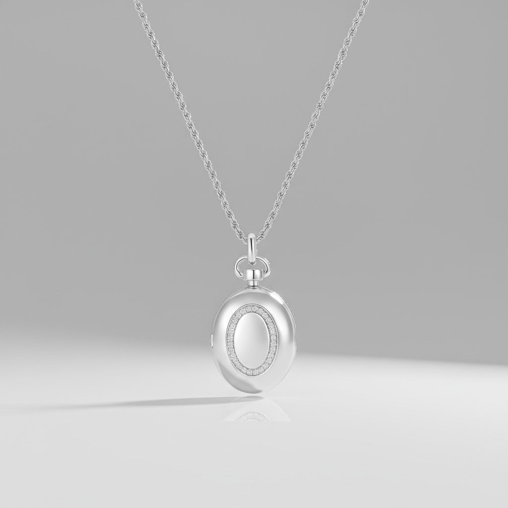 Rhodium Plated Luna Oval Whisper Locket SN011BR (Brass)