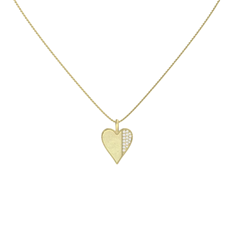 Rhodium Plated Beaded-Edge Heart Necklace SN045BRF (Brass)