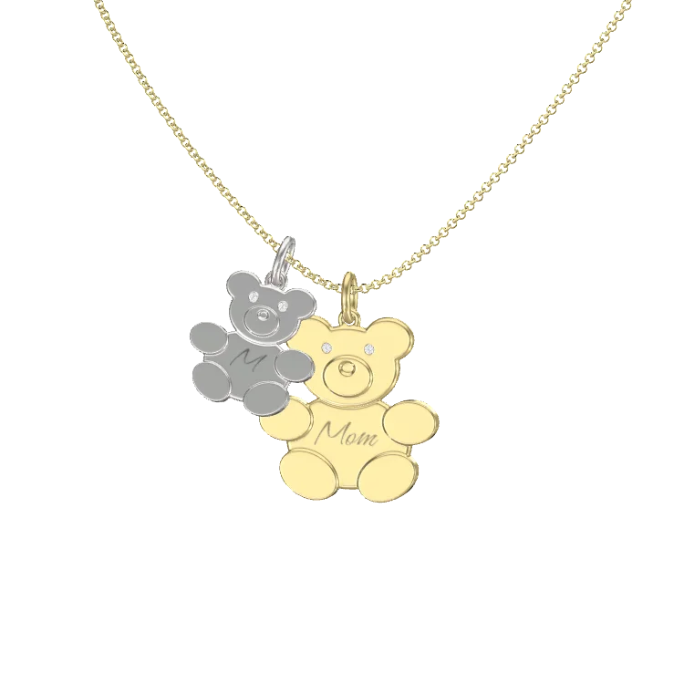 Teddy Family Necklace SN033BRF (Brass)