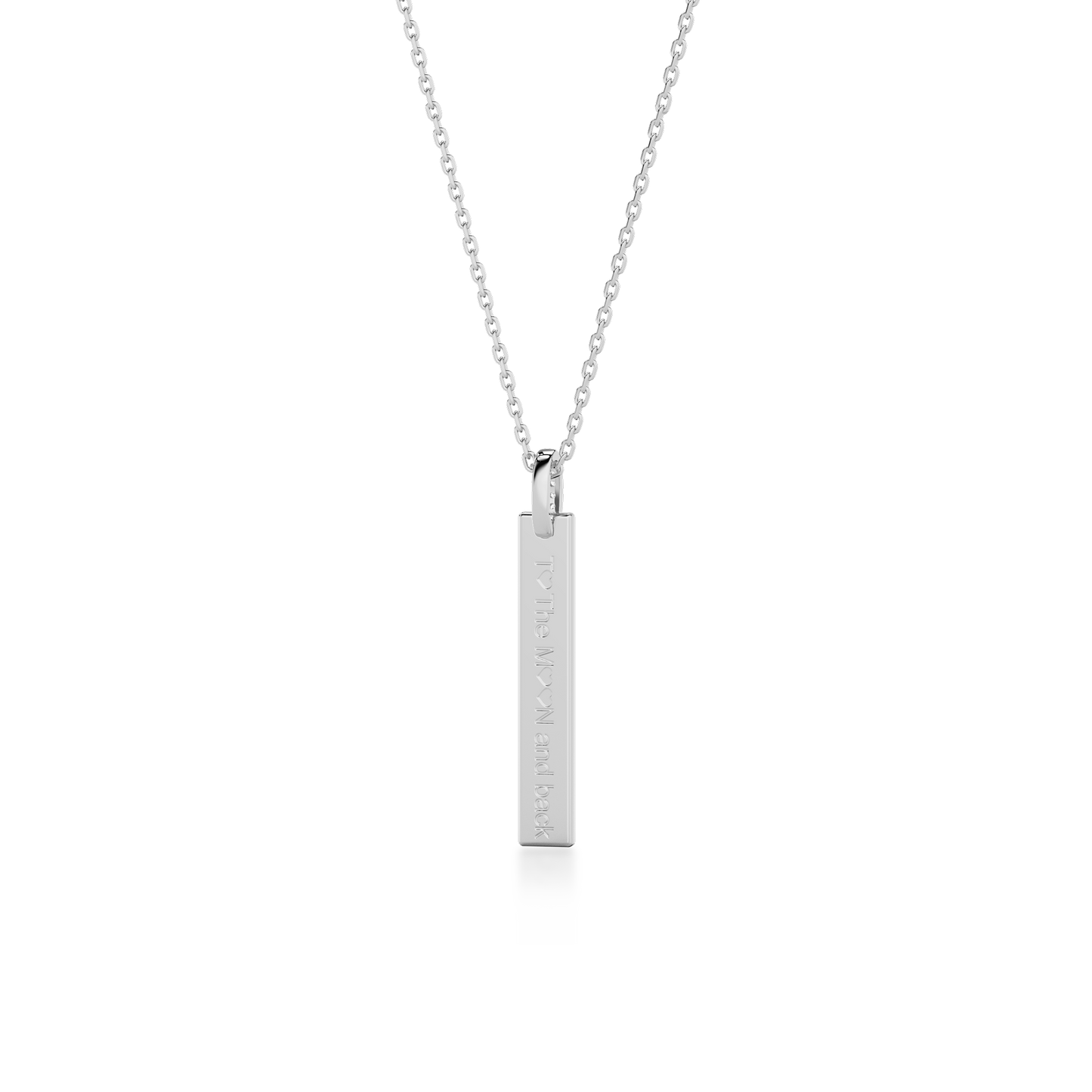 Rhodium Plated Long Rectangle Engravable Necklace SS25N001W