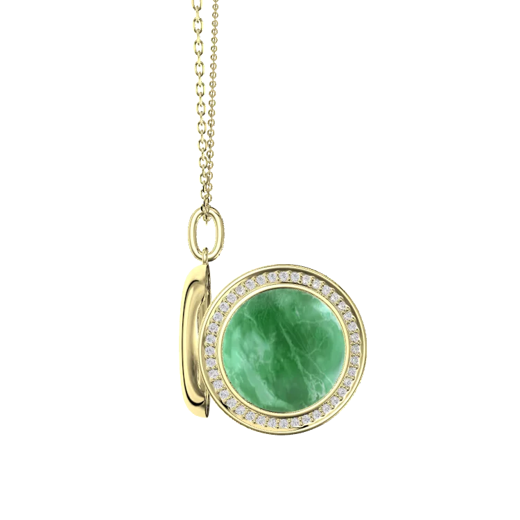 18K Gold Plated Legacy Jade Locket SN004BR (Brass)