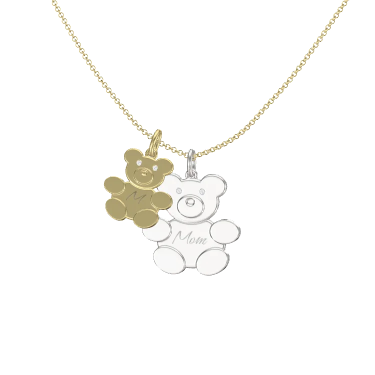 Teddy Family Necklace SN033BRF (Brass)