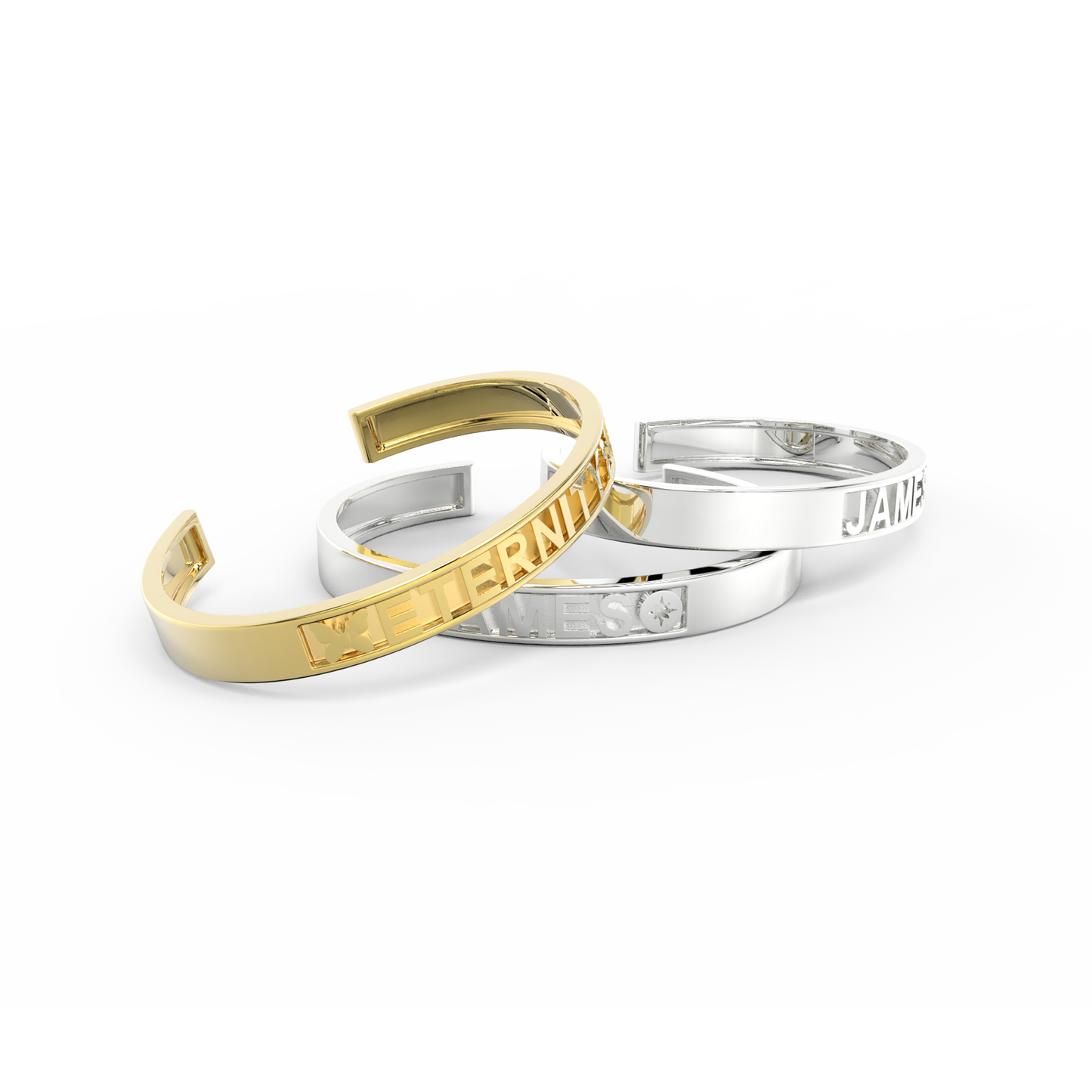 Rhodium Plated Silver CharmMark ModuType Cuff SS25B001R