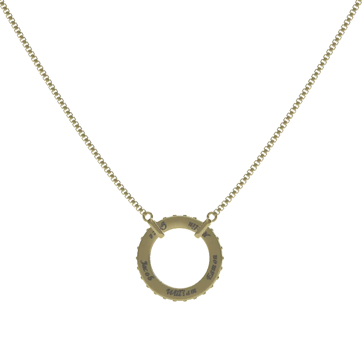 Circle of Love-March Birthstone Family Engraving Necklace SN040