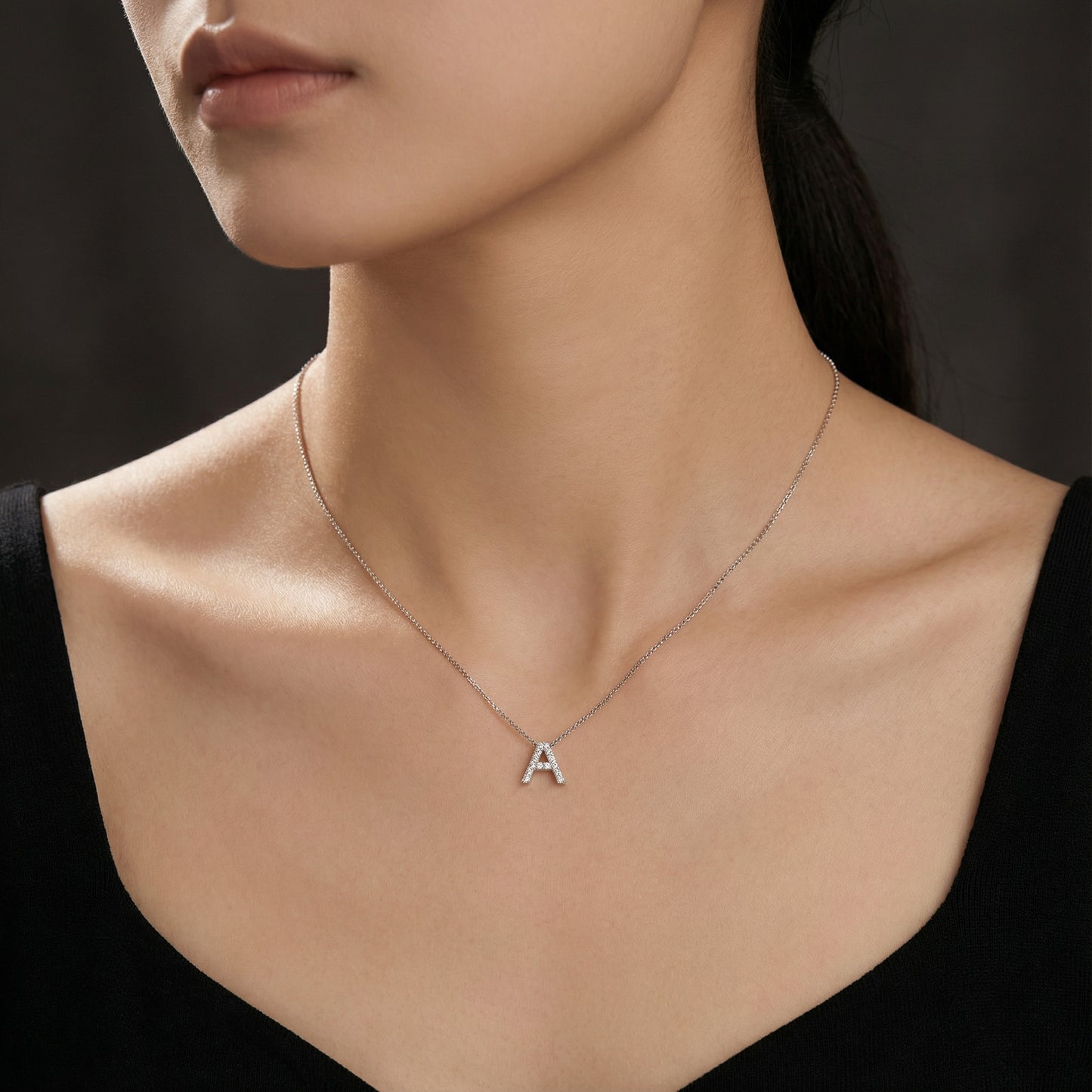 Rhodium Plated Initial Necklace AW24N006BR (Brass)
