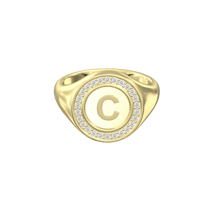 Rhodium Plated Silver Monogram Initial Ring SS25R001R