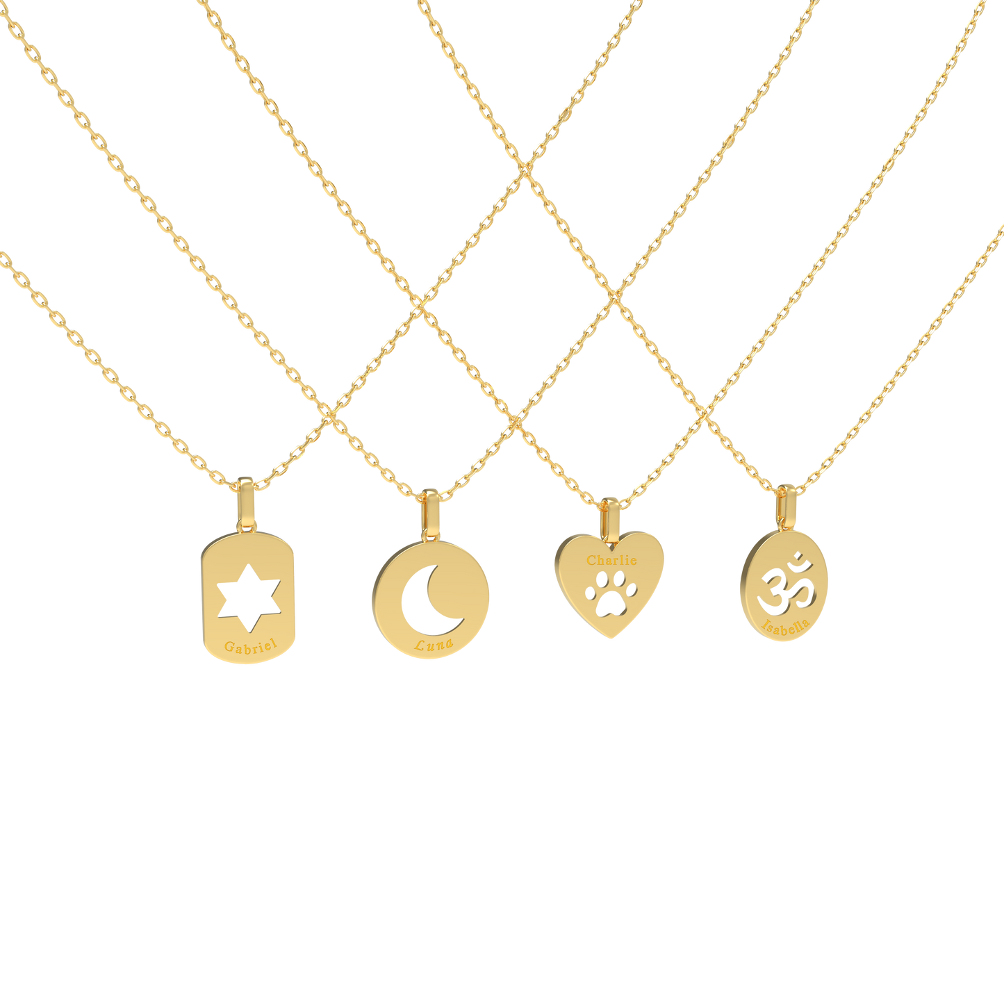 Yellow Gold Heart Tag Pendant KN001A Hebrew Lettering