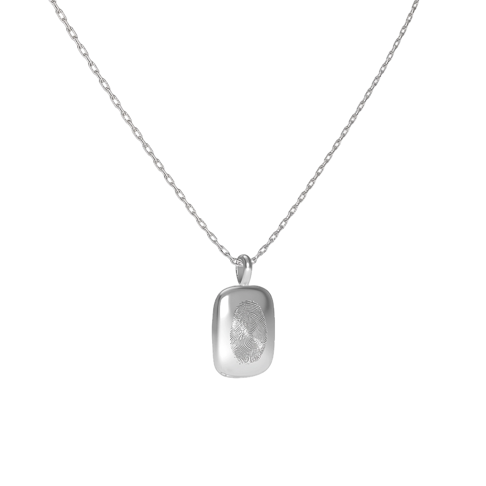 Rhodium Plated Rectangle SoulPrint Enamel Necklace