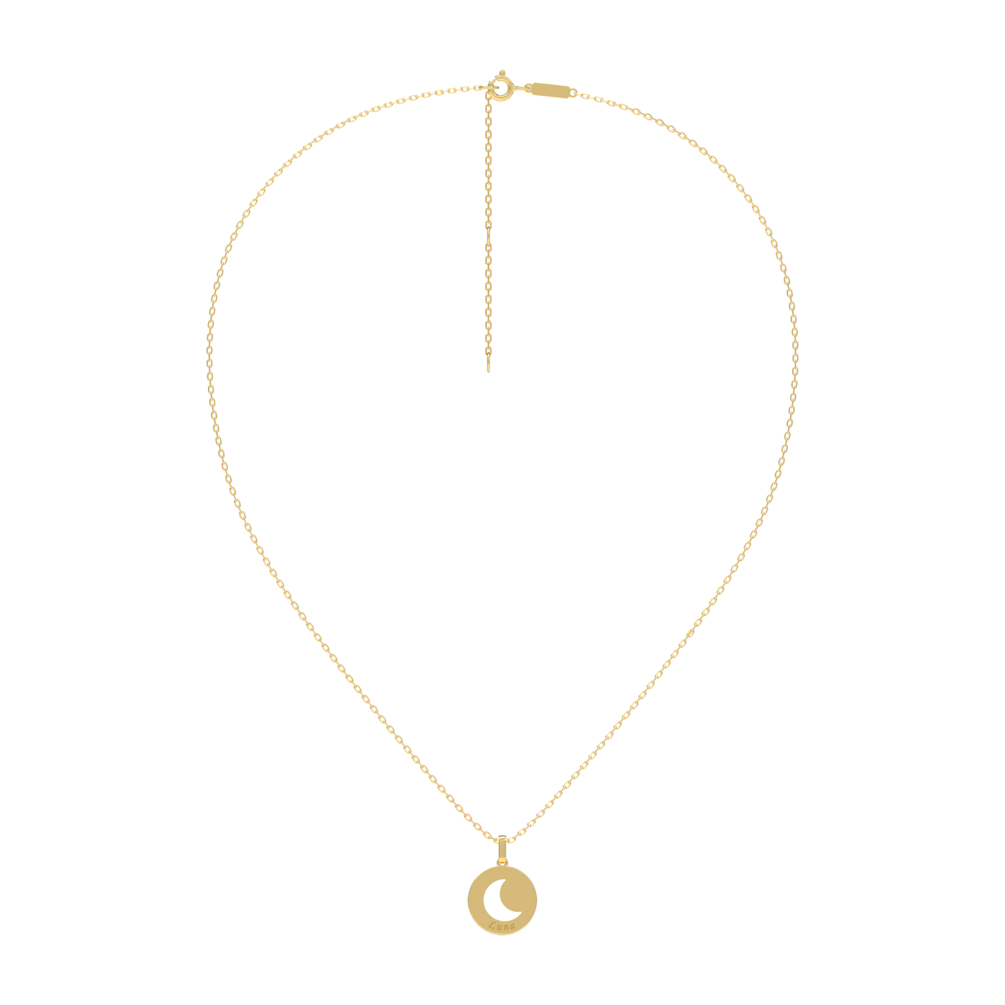 Yellow Gold Round Tag Pendant KN001D Hebrew Lettering
