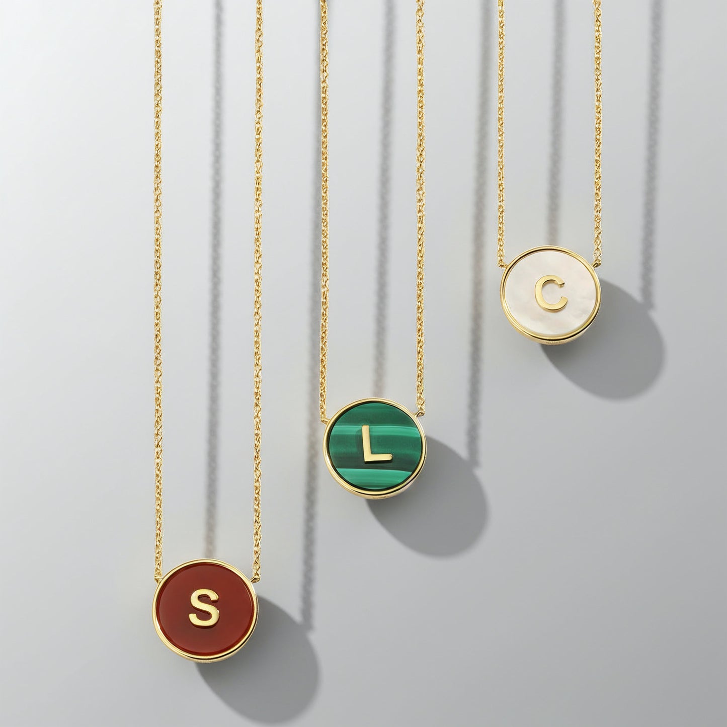 Rhodium Plated Silver Malachite Initial Necklace SS25N002R (Quick Ship)