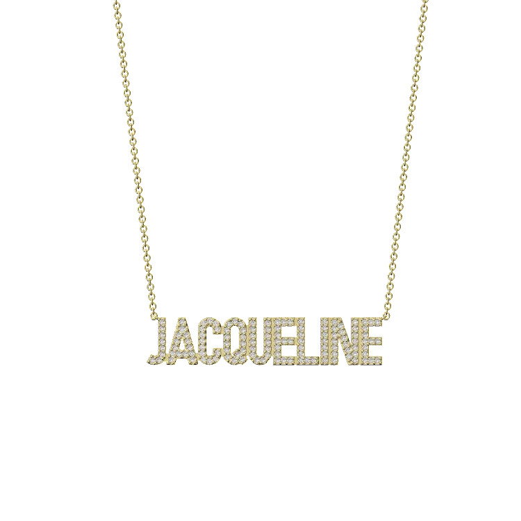 JAQUELINE Gold Plated Silver Signature name necklace AW24N002GD