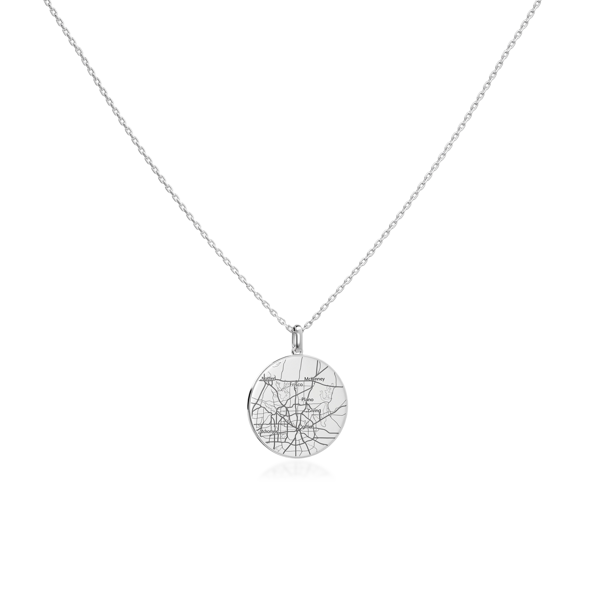 Personal Story Medallion Necklace – Lucky Symbol & Map Engravable Silver AW24N001MAP