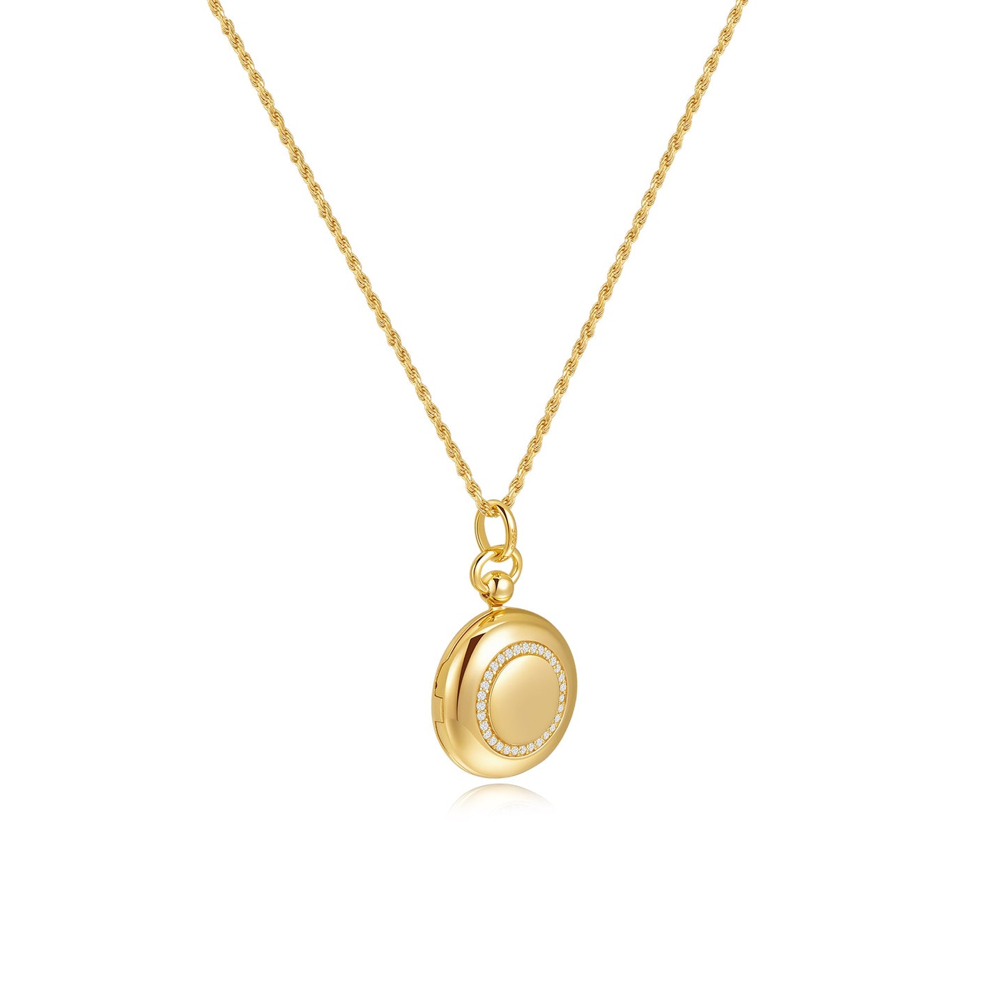 18K Gold Plated Luna Halo Whisper Locket SN006BR (Brass)