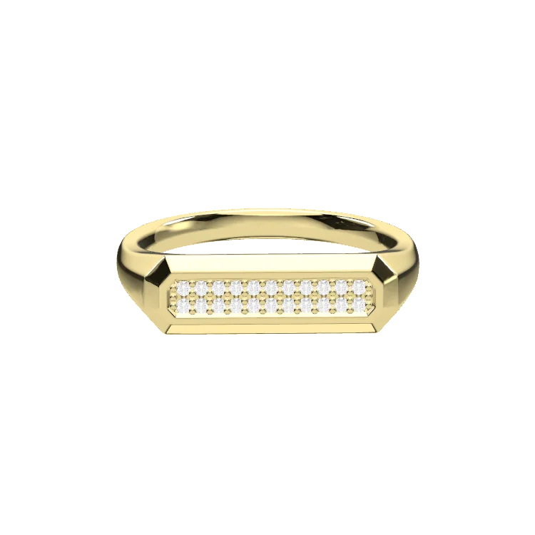 Gold Plated LoveStamp Pave Signet Ring SR011 (Brass)