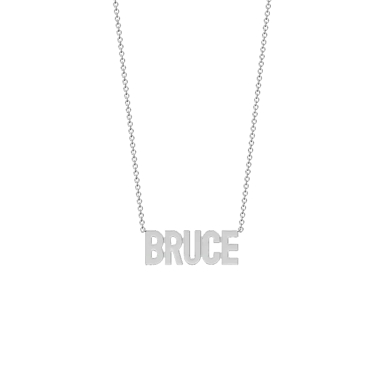 BRUCE Rhodium Plated Silver Signature name necklace AW24N002RD
