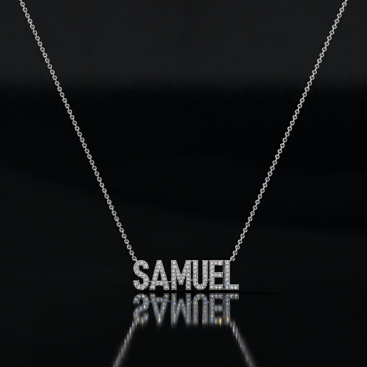 SAMUEL Rhodium Plated Silver Signature name necklace AW24N002R