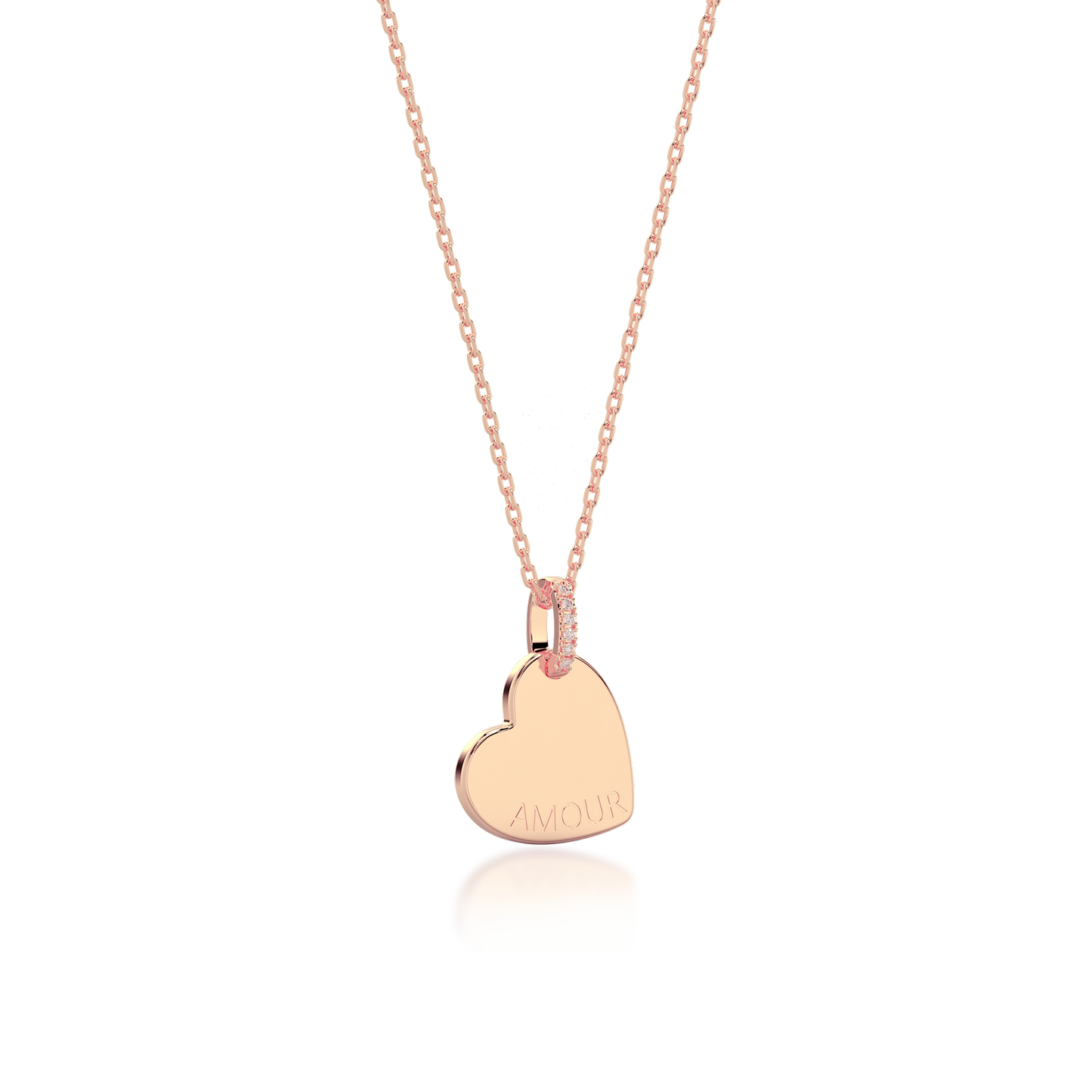 18K Rose Gold Plated Silver Heart Engravable Necklace SS25N001H