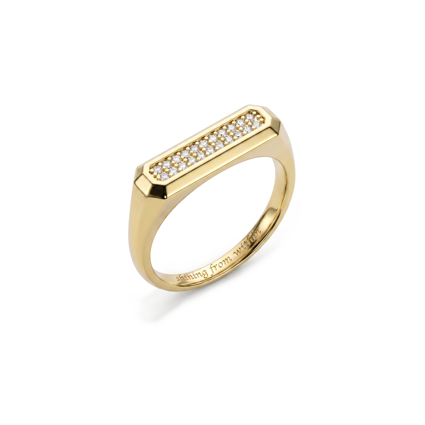 Gold Plated LoveStamp Pave Signet Ring SR011 (Brass)