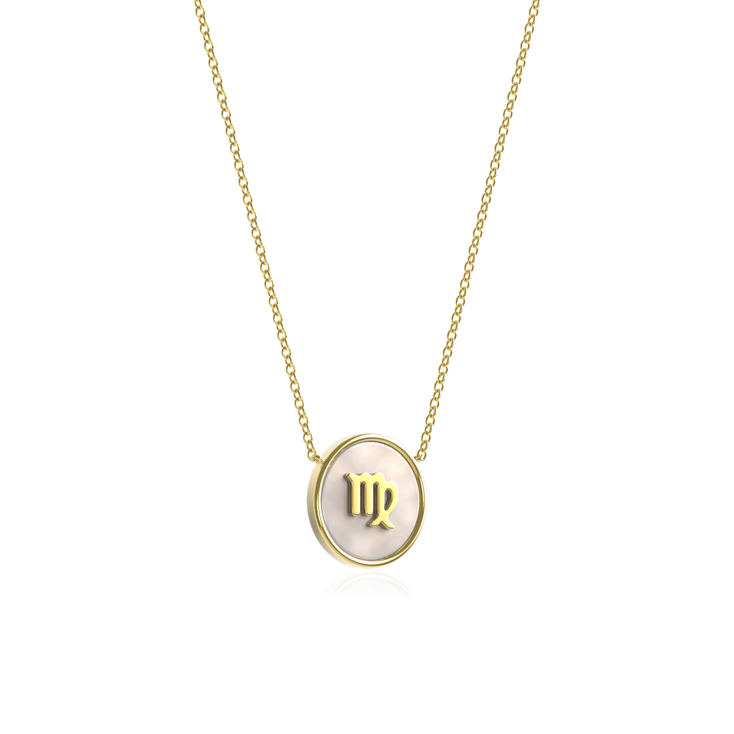 18k Gold Plated Silver Pearl Zodiac Necklace SS25N002G (Quick Ship)