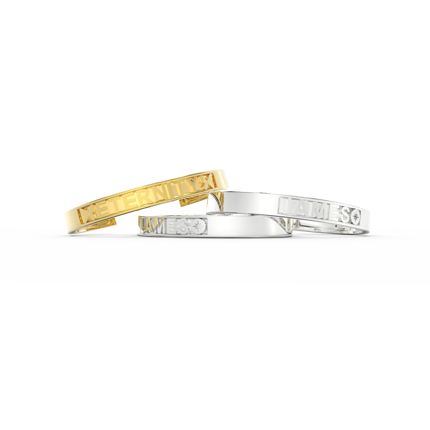 18k Gold Plate Silver CharmMark ModuType Cuff SS25B001G