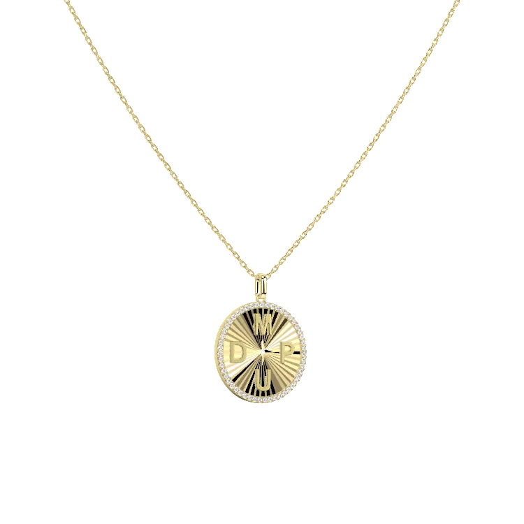 Personal Story Medallion Necklace – Lucky Symbol & Map Engravable Silver AW24N007AMAP