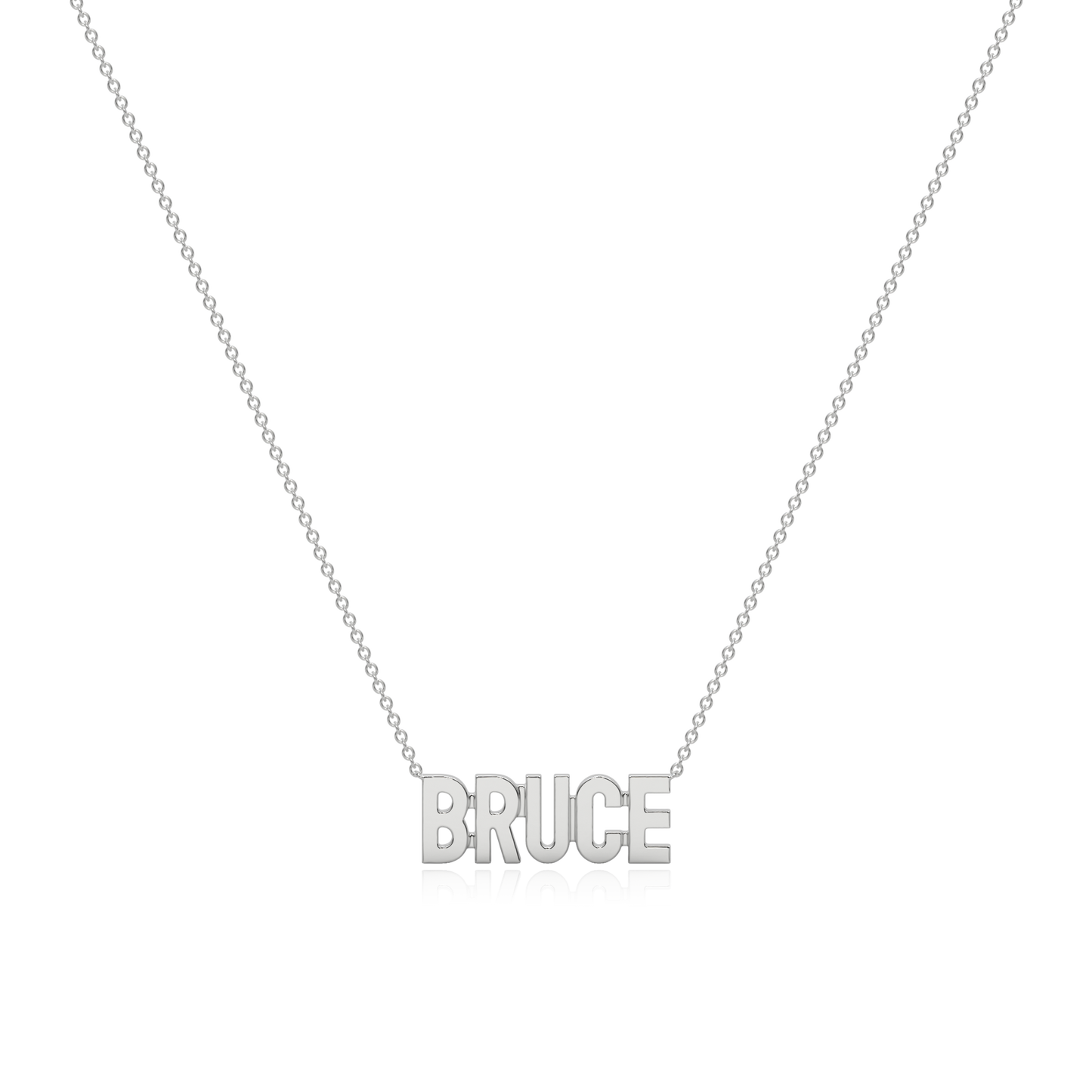 BRUCE Rhodium Plated Silver Signature name necklace AW24N002RD