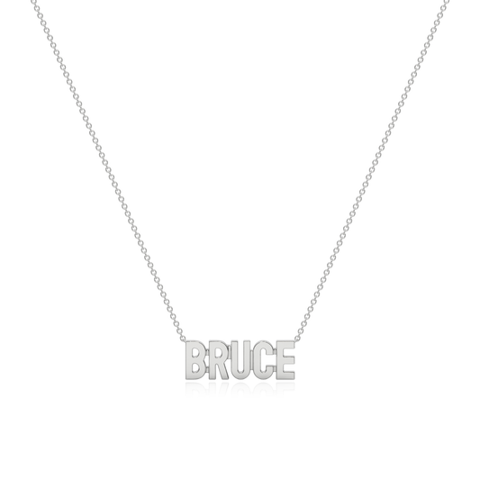 BRUCE Rhodium Plated Silver Signature name necklace AW24N002RD