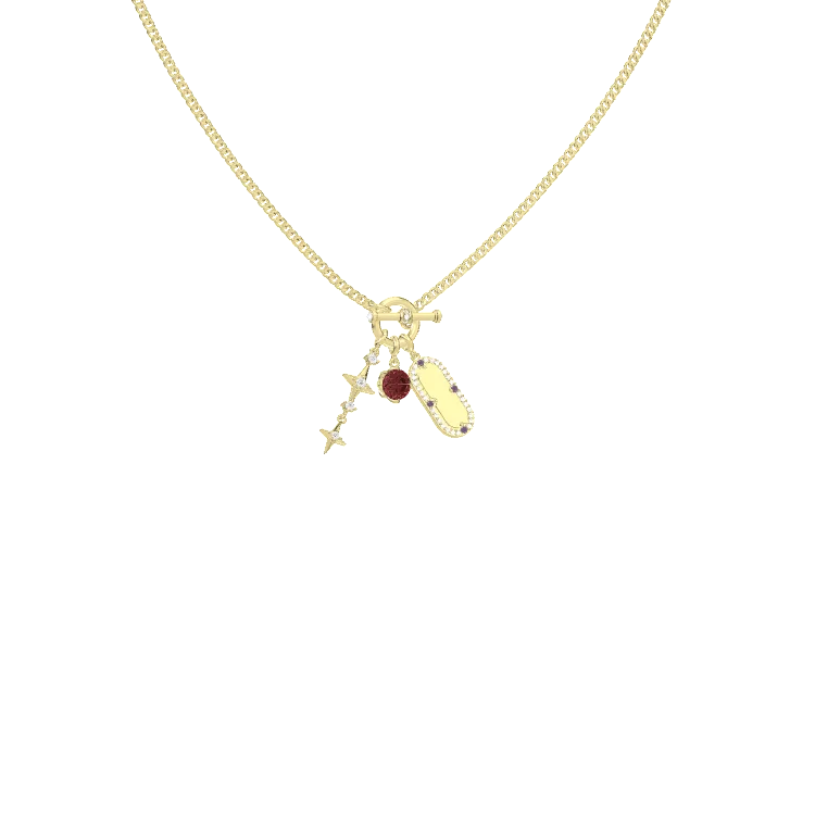 18K Gold Plated 3 Charms Necklace  SN050