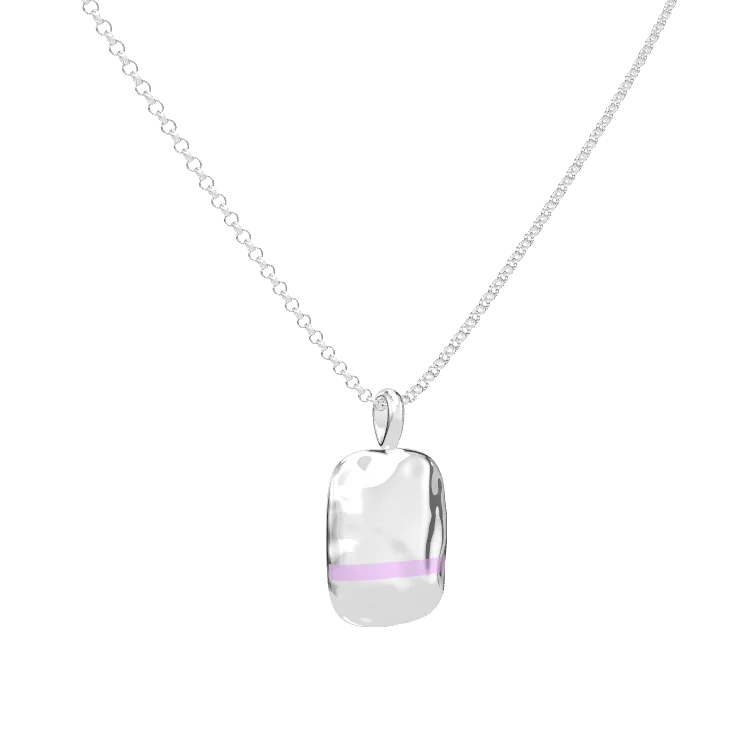 Rhodium Plated Rectangle SoulPrint Enamel Necklace SN044 (Brass)