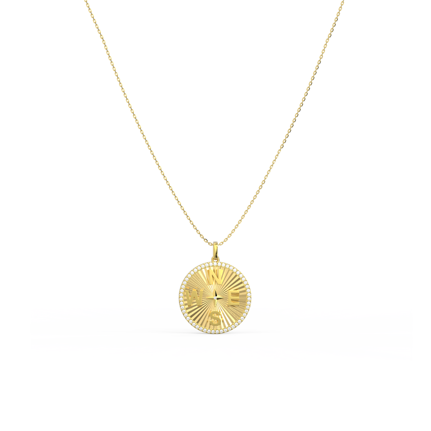 18k Gold Plated Personal Story Medallion Necklace – Lucky Symbol & Engravable（Pleated）AW24N007A