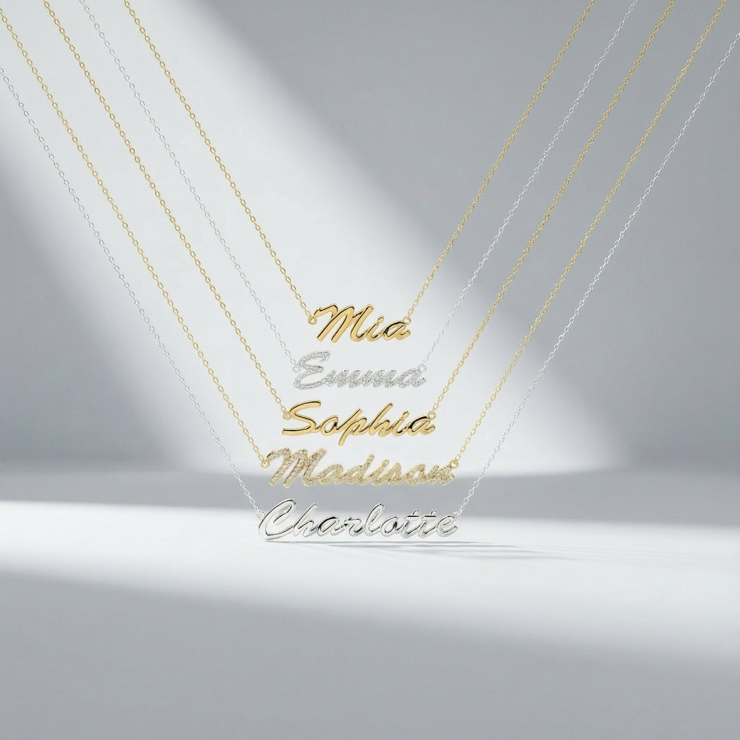 Rhodium Plated Classic Name Necklace SN020R