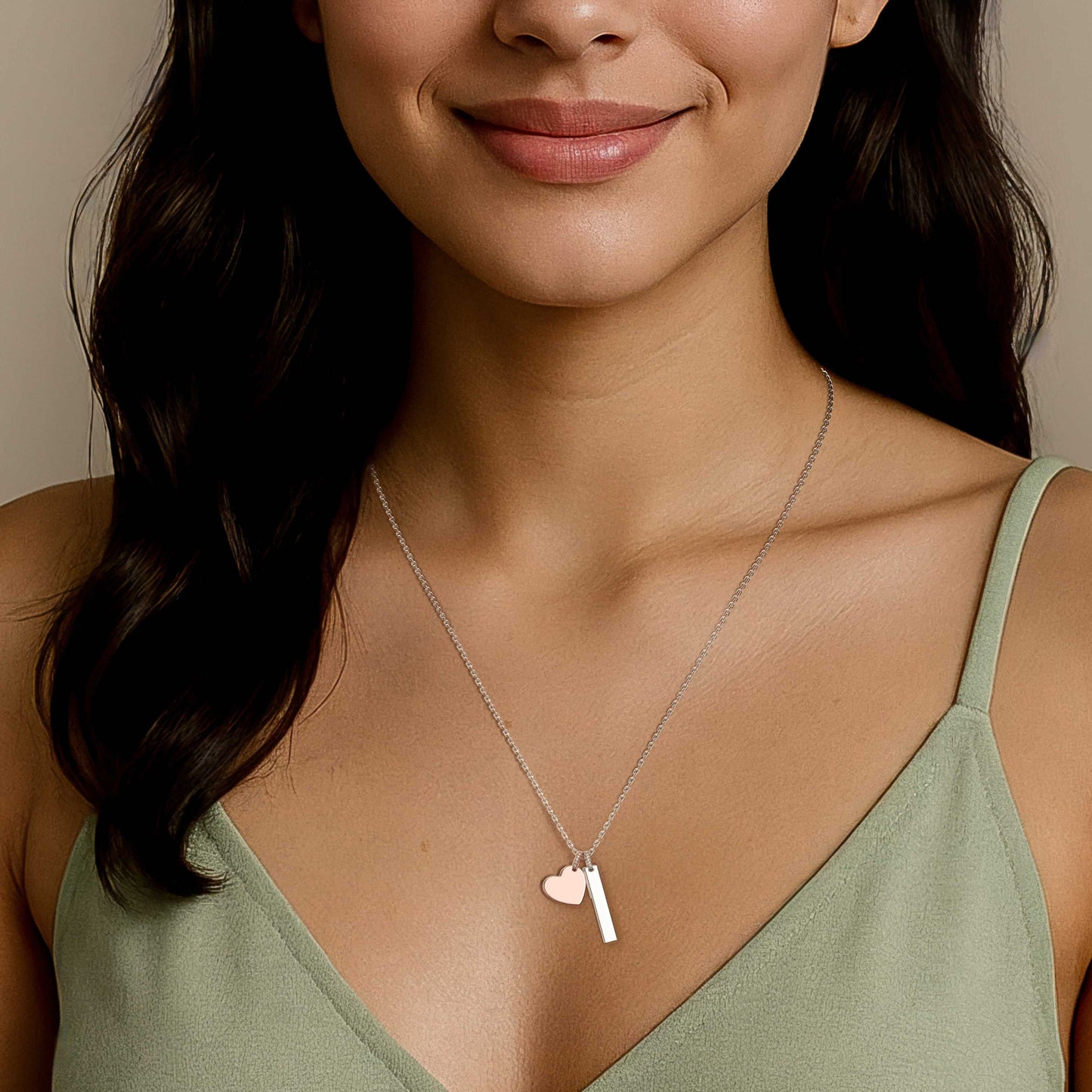 18K Rose Gold Plated Heart Engravable Pendant SP003 (Quick Ship)