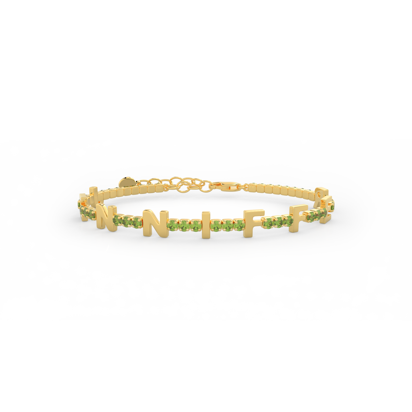 Peridot Birthstone Tennis Bracelet 18K yellow Gold SB001C