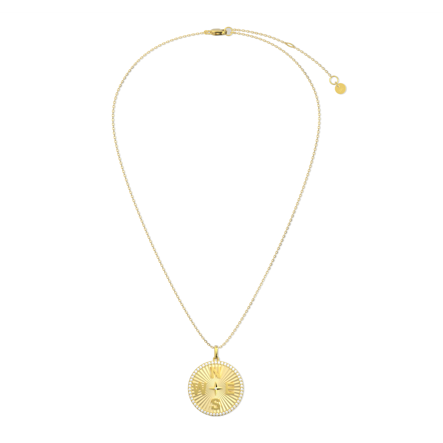 18k Gold Plated Personal Story Medallion Necklace – Lucky Symbol & Engravable（Pleated）AW24N007A