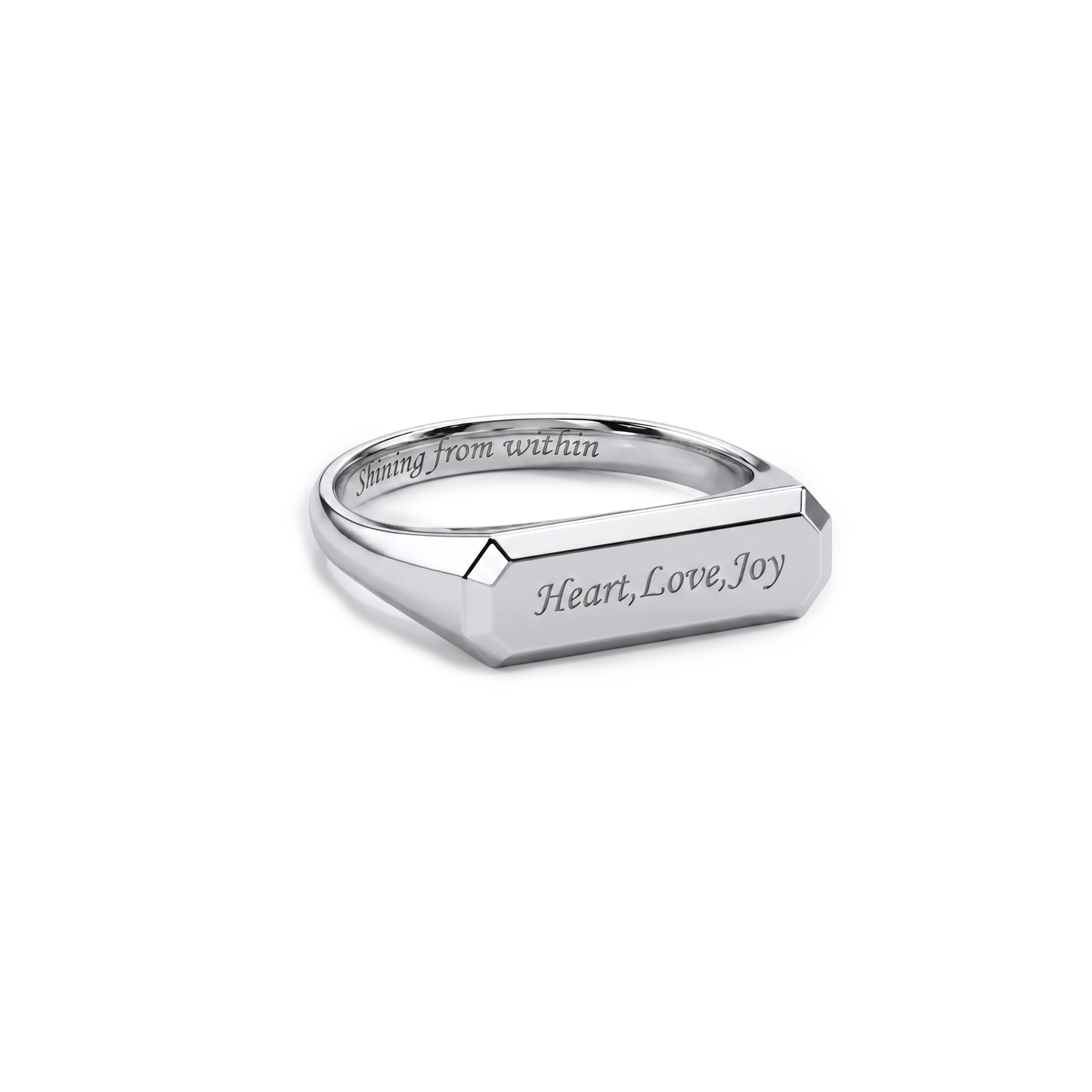 Rhodium Plated LoveStamp Classic Signet Ring SR011 (Brass)