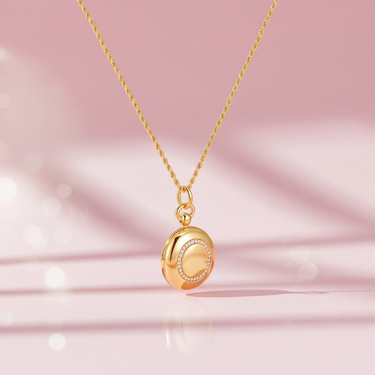 18K Gold Plated Luna Halo Whisper Locket SN006BR (Brass)