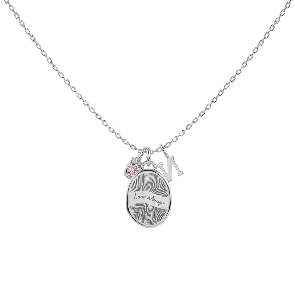 January Carnation & Garnet Initial Necklace SN042