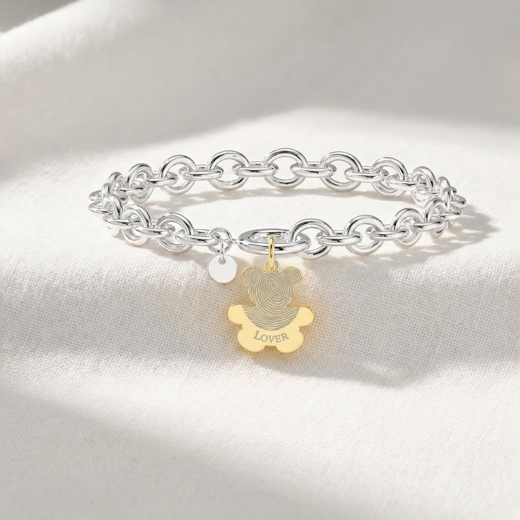 Teddy Family Bracelet in 2 Tunes Color SB008BRF (Brass)