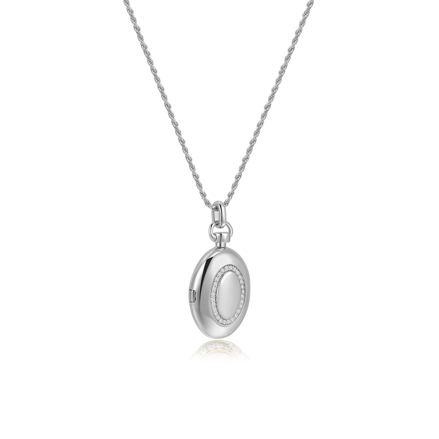 Rhodium Plated Luna Oval Whisper Locket SN011
