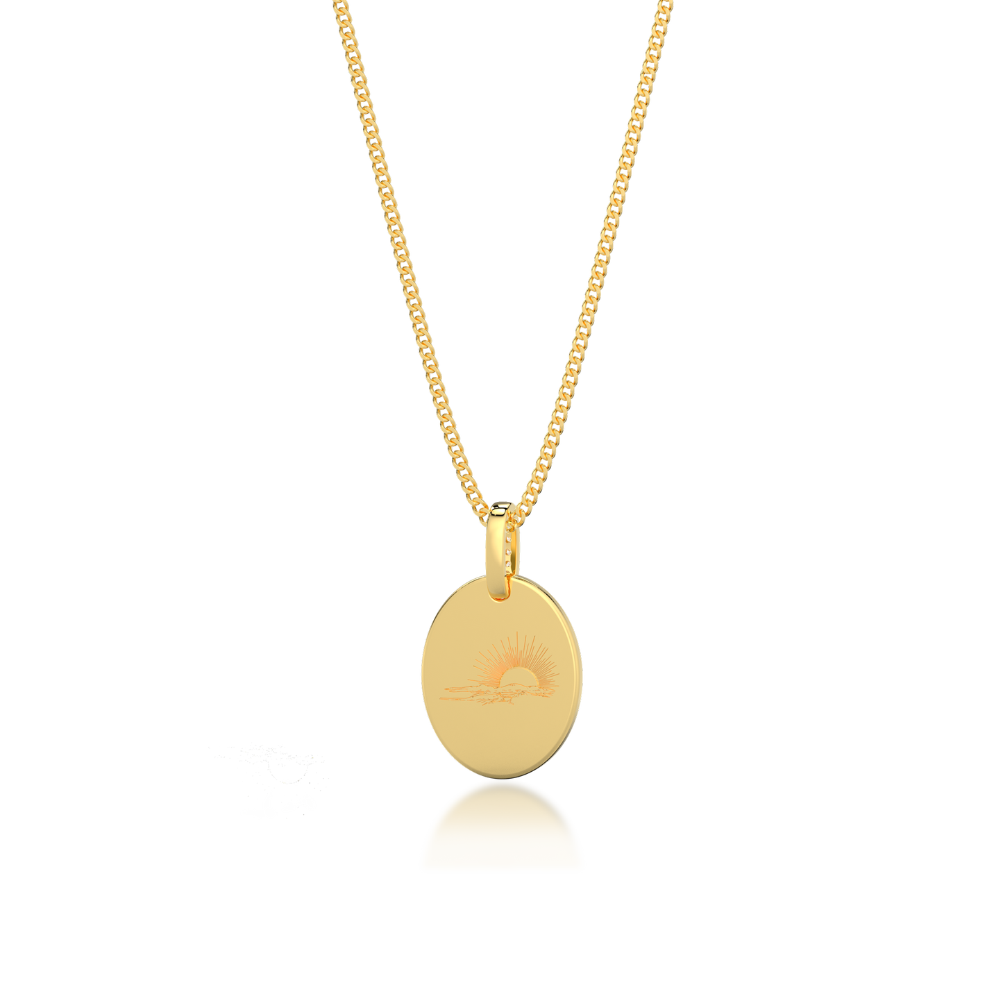18K Gold Plated Silver Oval Engravable Necklace SS25N001O