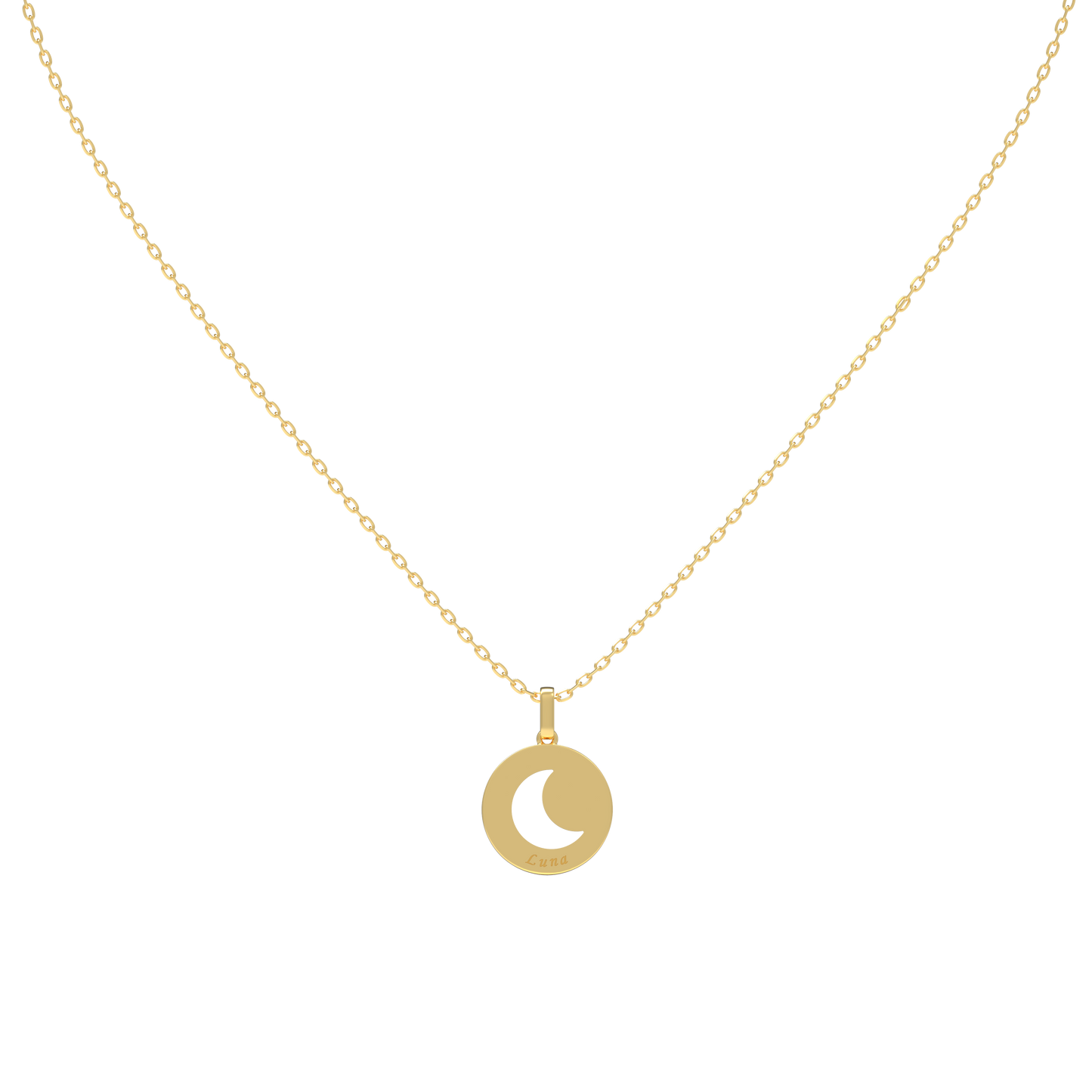 Yellow Gold Round Tag Pendant KN001D Hebrew Lettering
