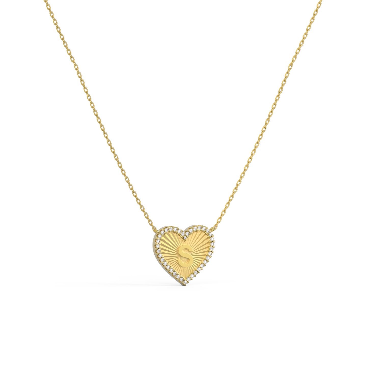 18k Gold Plate Heart Initial Necklace（Pleated）AW24N008A