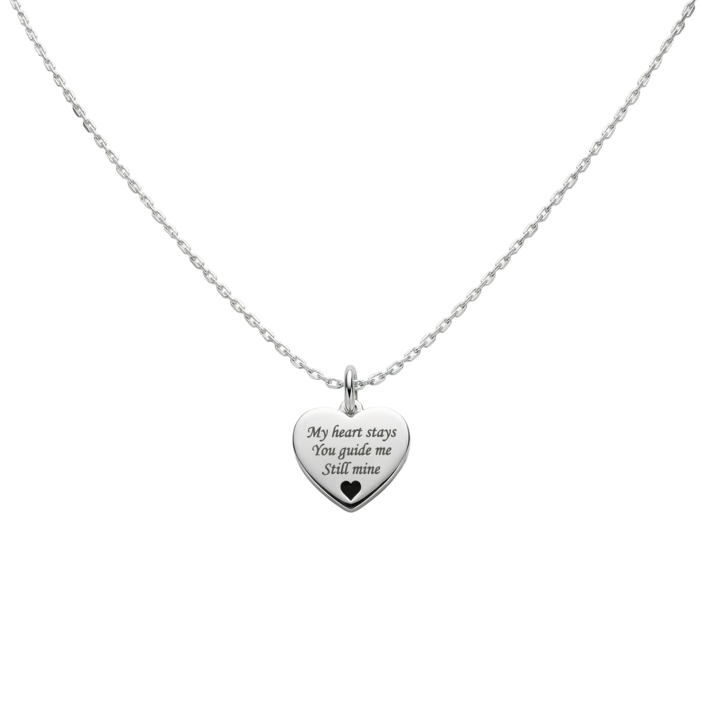 Rhodium Plated Heart MemoraCarve Necklace