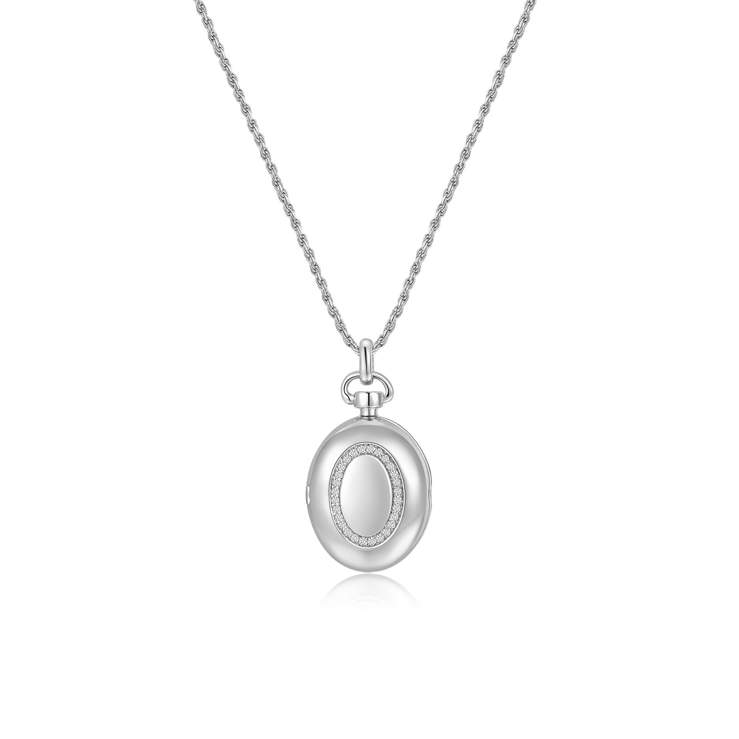 Rhodium Plated Luna Oval Whisper Locket SN011