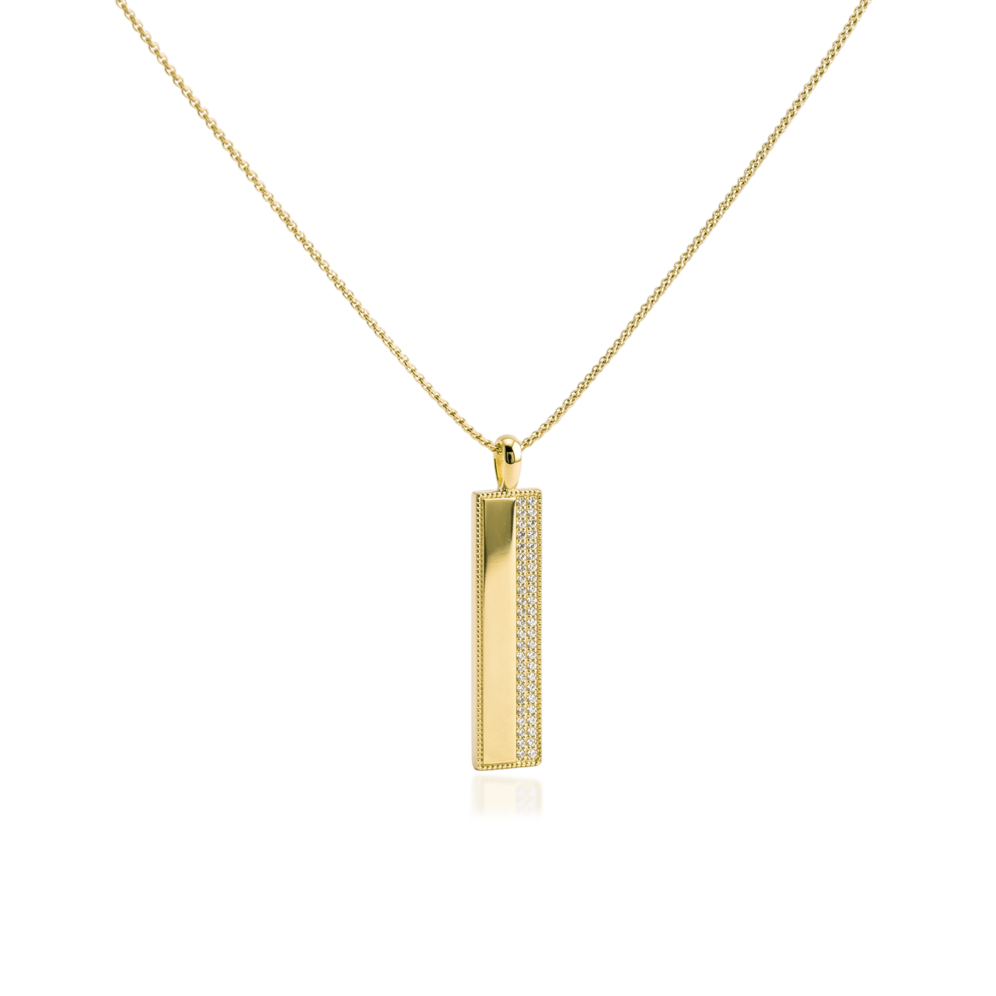 Gold plated Beaded-Edge Rectangular Necklace  SN045