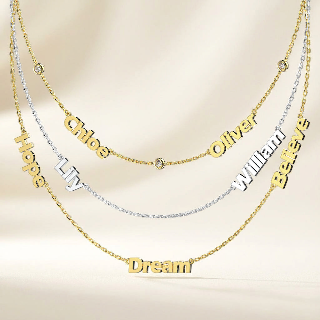 Linked by Love – Name Necklace with Emotional Spark SN014BR (Brass)