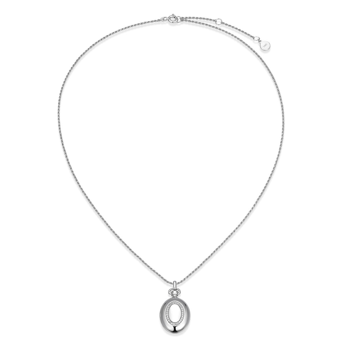 Rhodium Plated Luna Oval Whisper Locket SN011