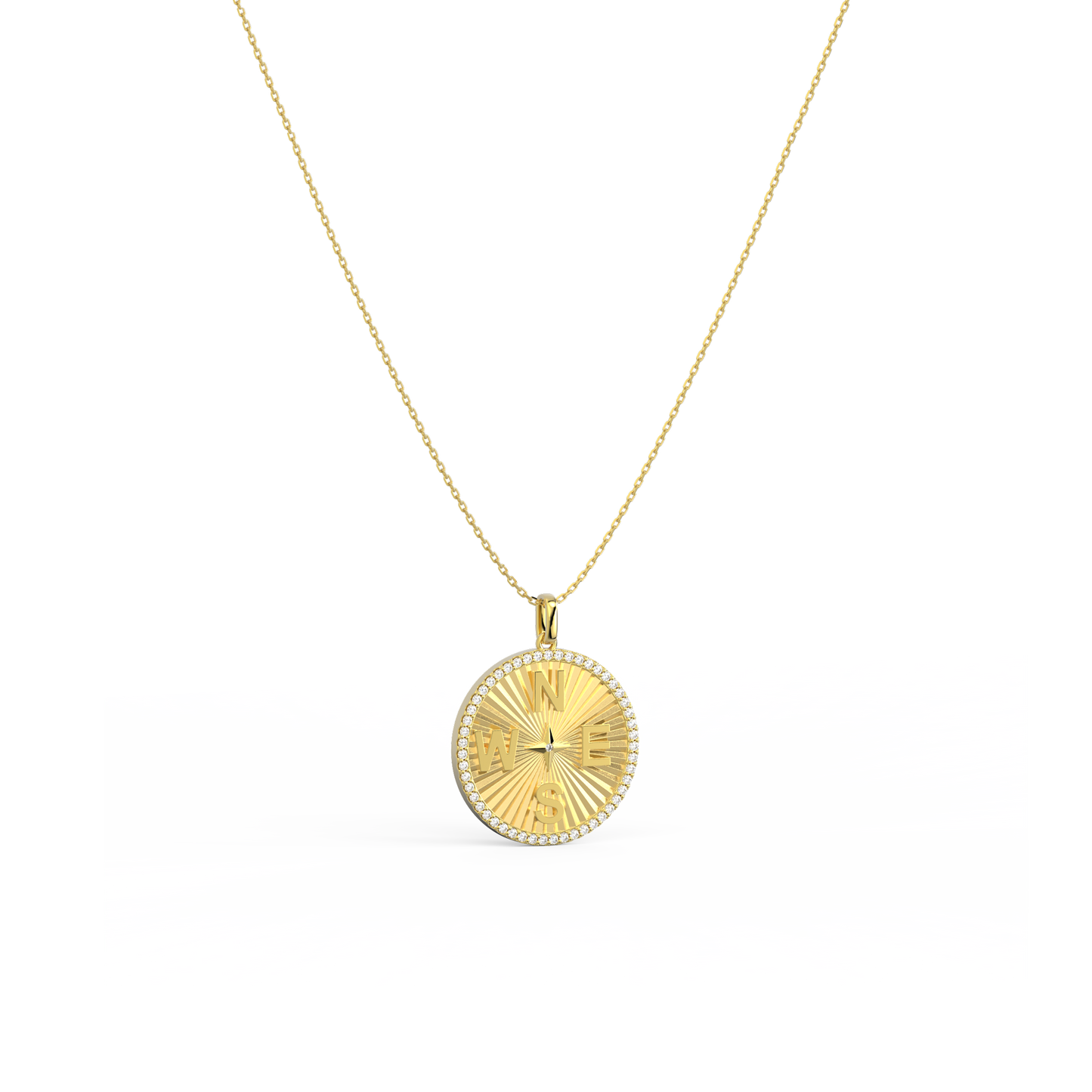 18k Gold Plated Personal Story Medallion Necklace – Lucky Symbol & Engravable（Pleated）AW24N007A