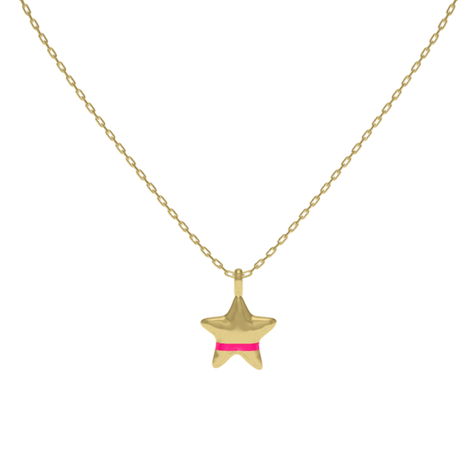 Gold Plated Star SoulPrint Enamel Necklace SN044 (Brass)
